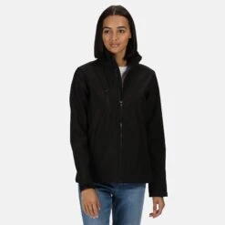 Regatta Womens/Ladies Ablaze 3 Layer Membrane Soft Shell Jacket (Black) 12 Regatta Womens/Ladies Ablaze 3 Layer Membrane Soft Shell Jacket (Black) -Hiking Gear Shop k08a61fb0240cce55989a538c41961e55