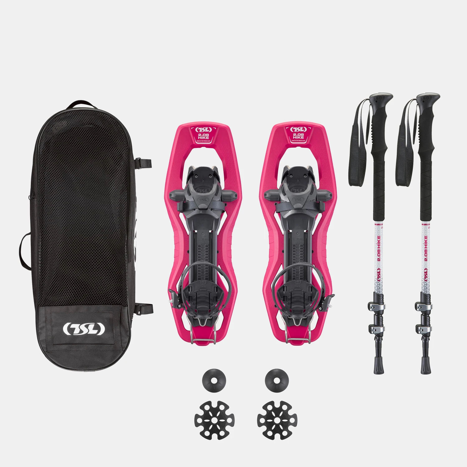 Hiking Snowshoes Pack With Small Deck - TSL 2.08 HIKE - Pink - Aluminium Poles 3 2 Hiking Snowshoes Pack With Small Deck - TSL 2.08 HIKE - Pink - Aluminium Poles 3 - Image 2