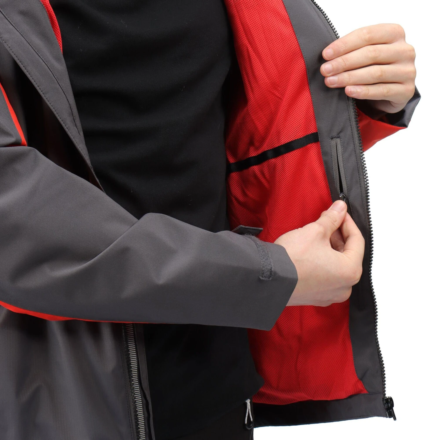 Regatta Mens Highton Stretch Waterproof Jacket (Rhino/Cajun Orange) 4 Regatta Mens Highton Stretch Waterproof Jacket (Rhino/Cajun Orange) - Image 4