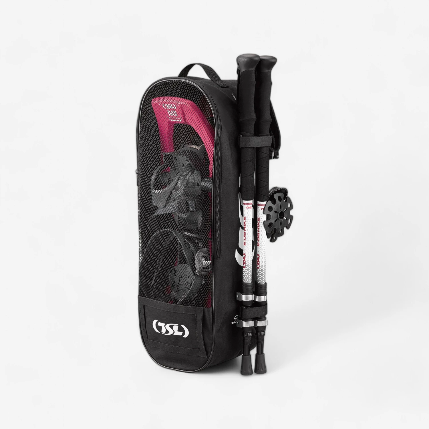 Hiking Snowshoes Pack With Small Deck - TSL 2.08 HIKE - Pink - Aluminium Poles 3 1 Hiking Snowshoes Pack With Small Deck - TSL 2.08 HIKE - Pink - Aluminium Poles 3