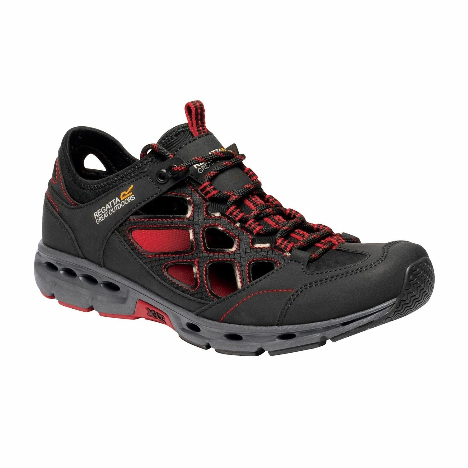 Regatta Mens Samaris Crosstrek Sandals (Black/Classic Red) 1 Regatta Mens Samaris Crosstrek Sandals (Black/Classic Red)