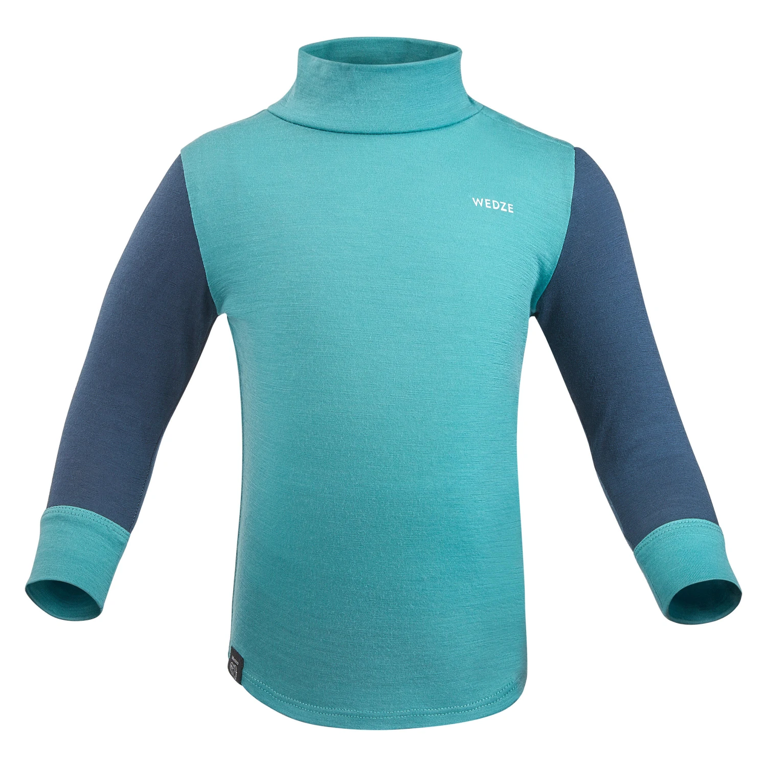 WEDZE Baby Ski Base Layer Top, Undershirt Merino Wool MERIWARM Turquoise 2 WEDZE Baby Ski Base Layer Top, Undershirt Merino Wool MERIWARM Turquoise - Image 2