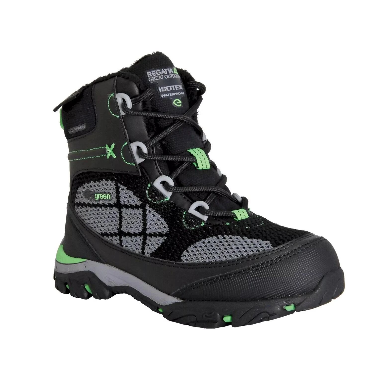 Regatta Childrens/Kids Hawthorn Evo Walking Boots (Black/Summer Green) 1 Regatta Childrens/Kids Hawthorn Evo Walking Boots (Black/Summer Green)