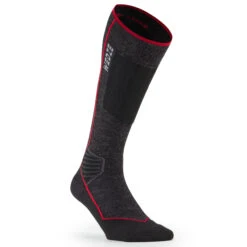 WEDZE ADULT WOOLLEN SKI AND SNOWBOARD SOCKS - 900 WOOL - BLACK