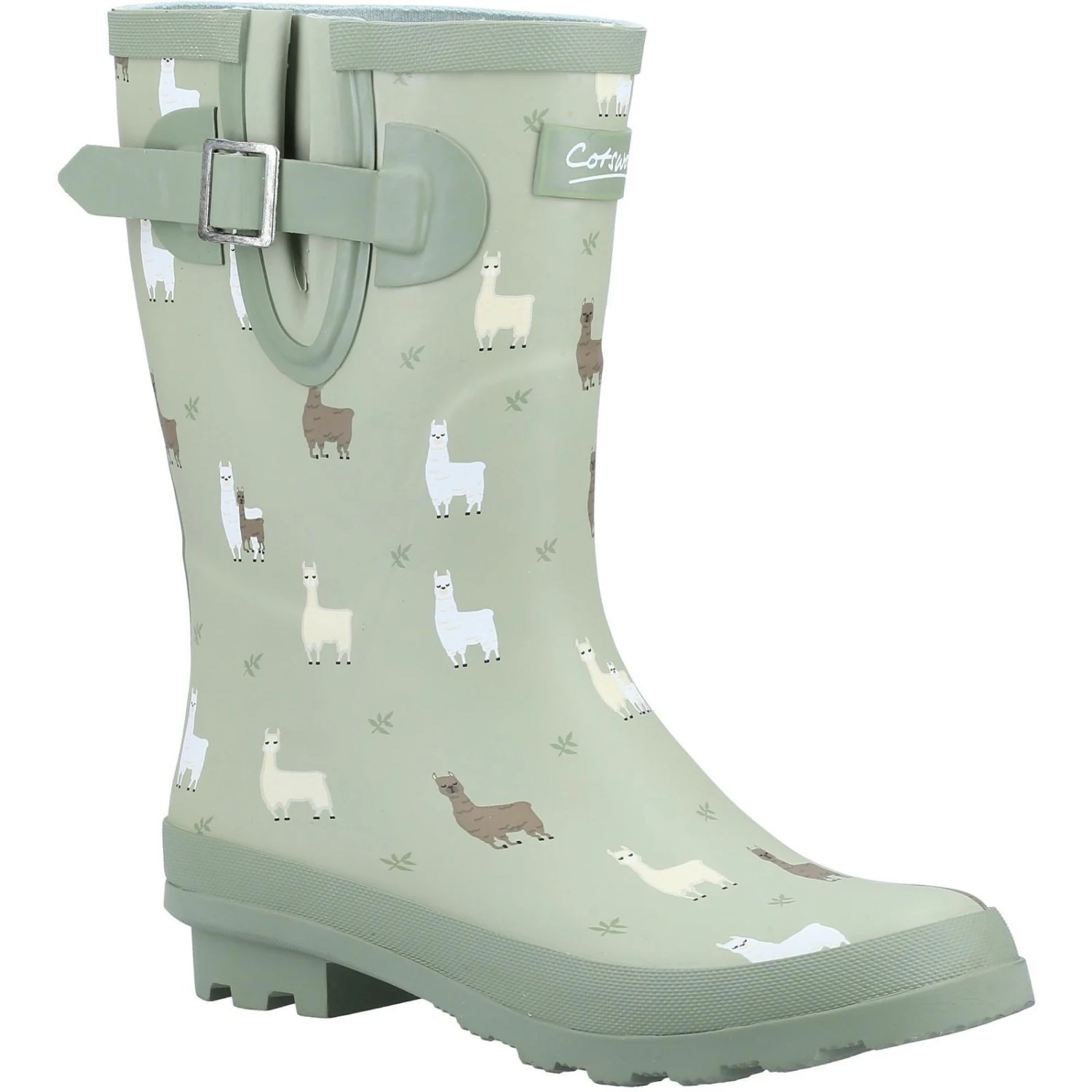 Cotswold Womens/Ladies Farmyard Alpaca Mid Calf Wellington Boots (Green) 1 Cotswold Womens/Ladies Farmyard Alpaca Mid Calf Wellington Boots (Green)