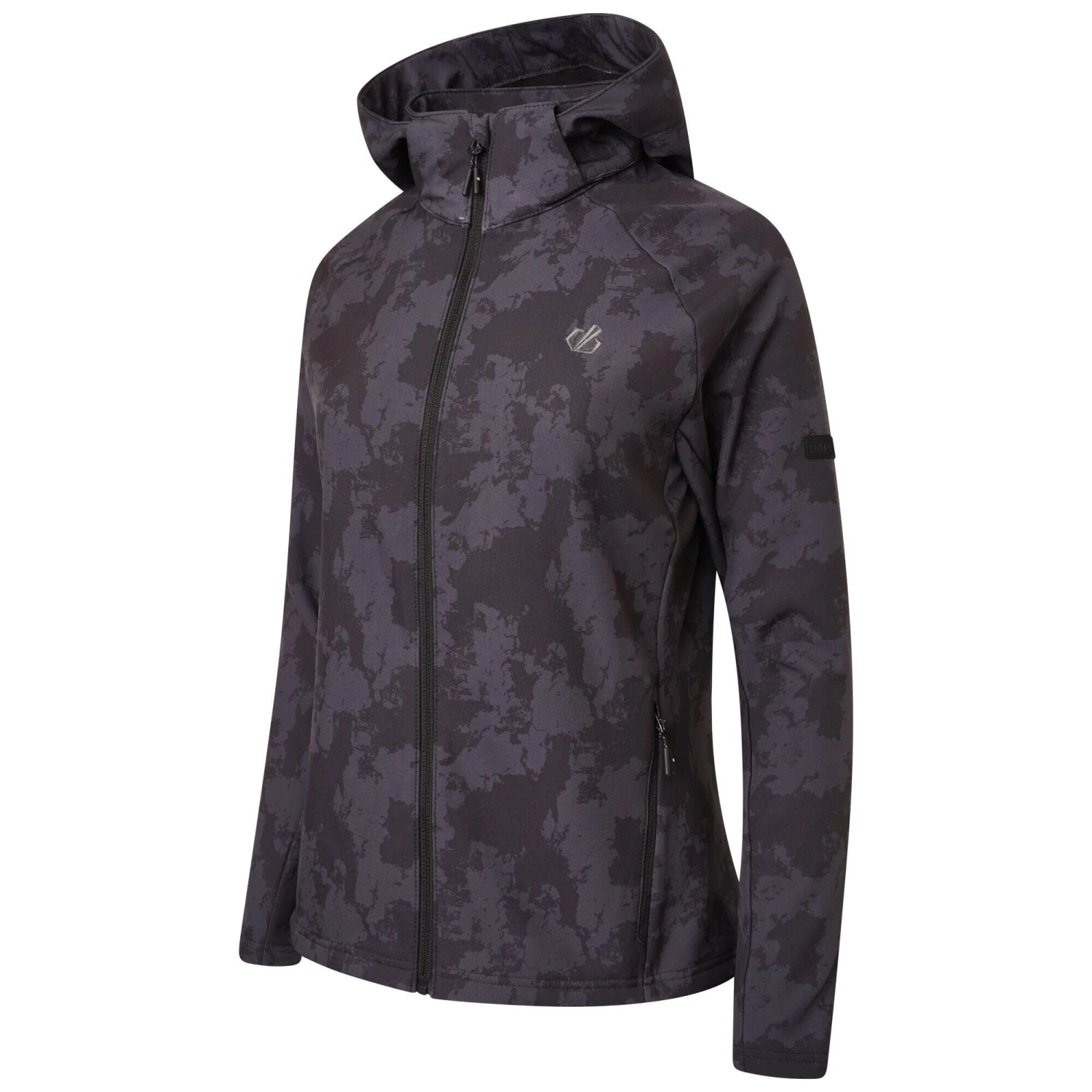 Dare 2b Womens/Ladies Far Out Mirage Print Soft Shell Jacket (Black) 2 Dare 2b Womens/Ladies Far Out Mirage Print Soft Shell Jacket (Black) - Image 2