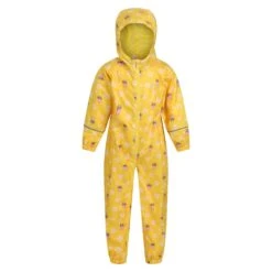 Regatta Childrens/Kids Pobble Peppa Pig Floral Waterproof Puddle Suit (Maize Yellow)