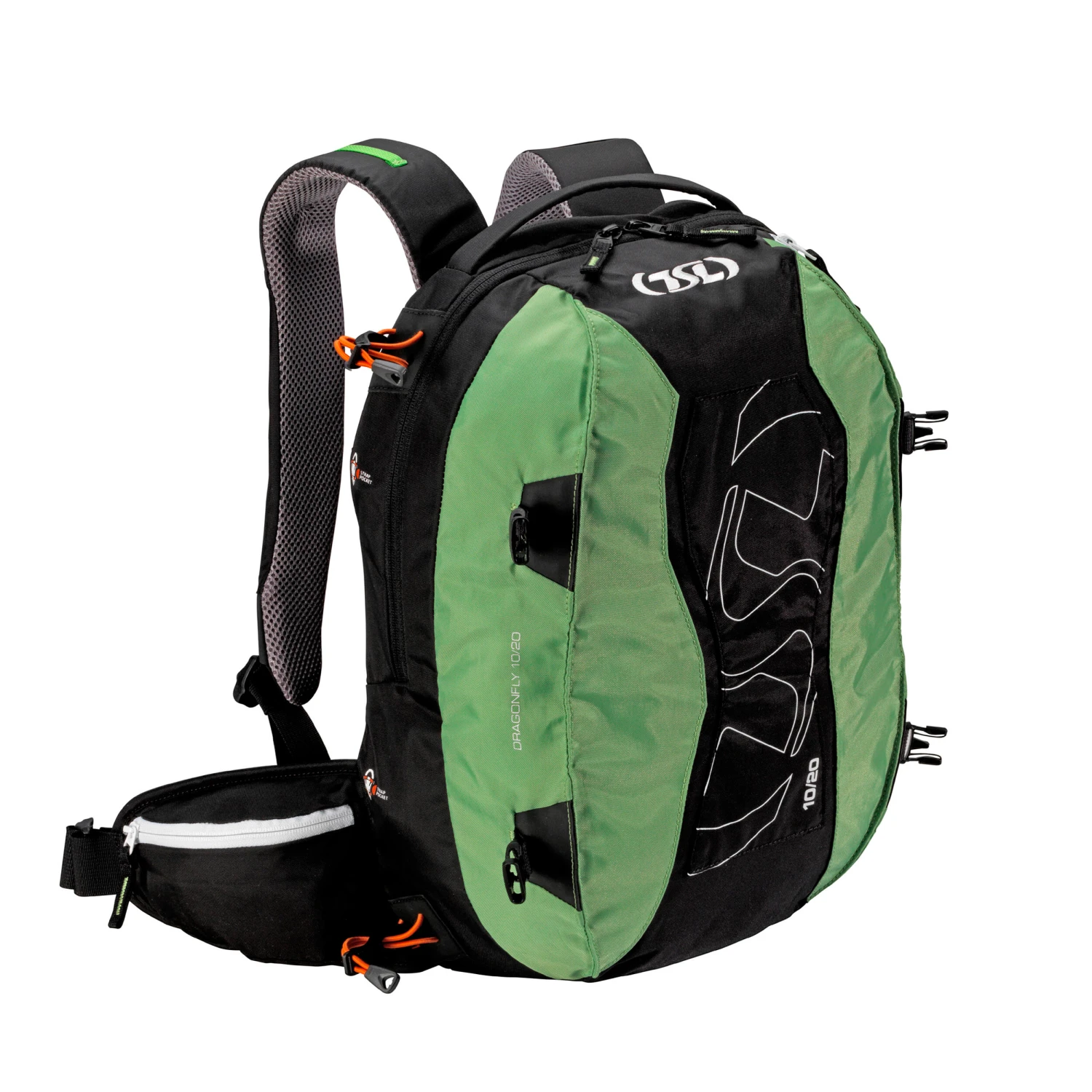 TSL Snowshoe Backpack Dragonfly 10/20 L - Black/Green 2 TSL Snowshoe Backpack Dragonfly 10/20 L - Black/Green - Image 2